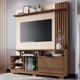 Estante Home Theater Artheo Castanho/Off White para TV até 55” - HB Móveis