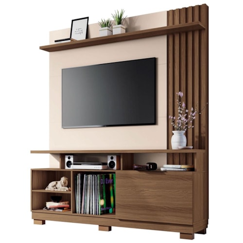 Estante Home Theater Artheo Castanho/Off White para TV até 55” - HB Móveis