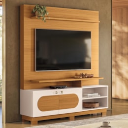 Estante Home Theater Axis Cinamomo/Off White para TV até 60” - HB Móveis