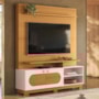 Estante Home Theater Axis Cinamomo/Off White para TV até 60” - HB Móveis