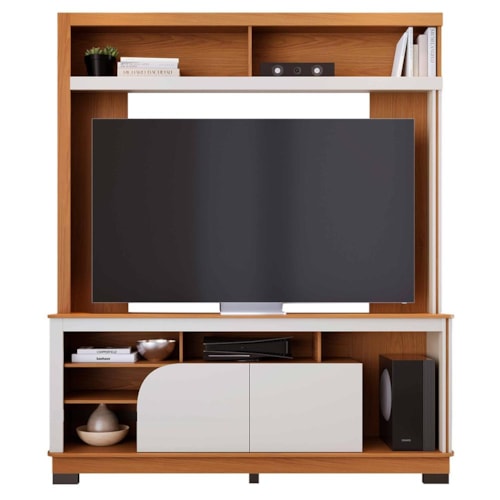 Estante Home Theater Belaya Freijó/Off White Matte para TV até 65” - Colibri