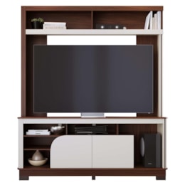 Estante Home Theater Belaya Nogueira Real/Off White Matte para TV até 65” - Colibri 
