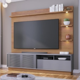 Estante Home Theater Campeche Freijó/Cinza Fosco para TV de 70” - Colibri Estante Home Theater Campeche Freijó/Cinza Fosco para TV de 70” - Colibri