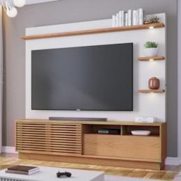 Estante Home Theater Campeche Freijó/Off White Matte para TV de 70” - Colibri  Estante Home Theater Campeche Freijó/Off White Matte para TV de 70” - Colibri