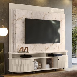 Estante Home Theater Daytona Calacata/Off White para TV até 65” - Madetec