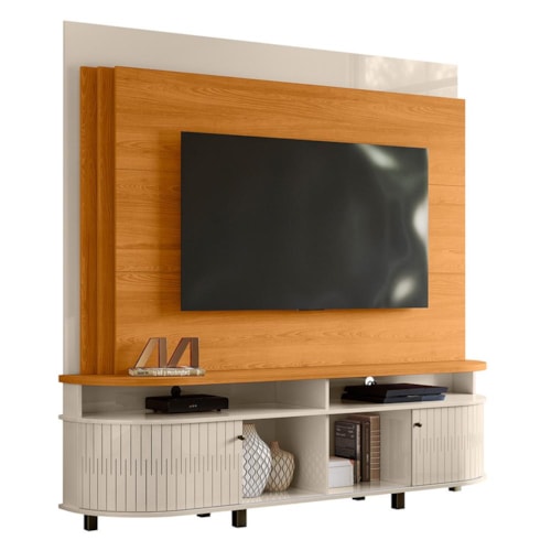 Estante Home Theater Daytona Cinamomo/Off White para TV até 65” - Madetec