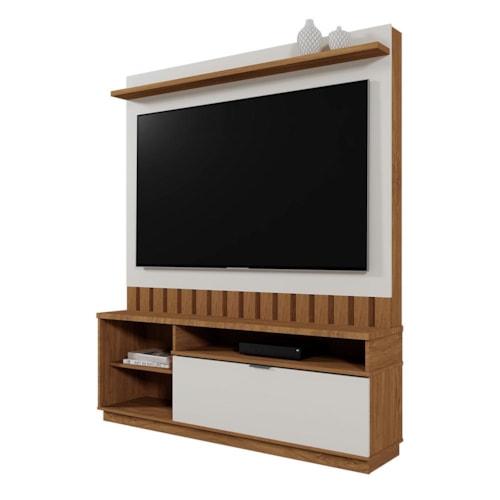 Estante Home Theater Diamantina Amêndoa/Off White para TV até 60” - Mobler