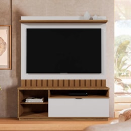 Estante Home Theater Diamantina Amêndoa/Off White para TV até 60” - Mobler