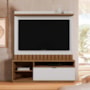 Estante Home Theater Diamantina Amêndoa/Off White para TV até 60” - Mobler