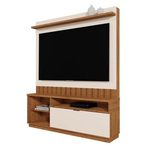 Estante Home Theater Diamantina Canela/Off White para TV até 60” - Mobler
