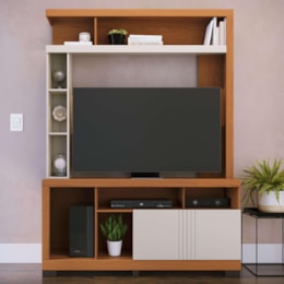Estante Home Theater Elba Freijó/Off White Matte para TV até 50” - Colibri 