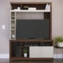 Estante Home Theater Elba Nogueira Real/Off White Matte para TV até 50” - Colibri