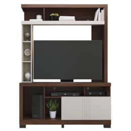 Estante Home Theater Elba Nogueira Real/Off White Matte para TV até 50” - Colibri