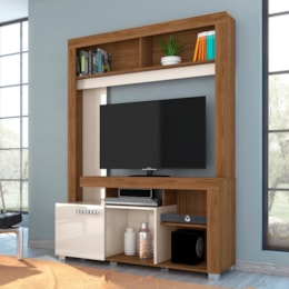 Estante Home Theater Flávia Naturale/Off White para TV até 50” - Madetec