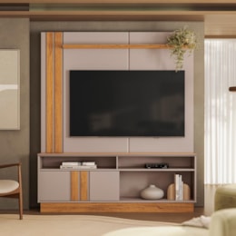 Estante Home Theater Fortaleza 1.6 Grigio Fosco/Canela para TV até 60” - Mobler