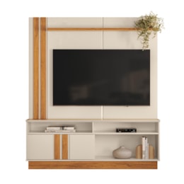 Estante Home Theater Fortaleza 1.6 Off White/Canela para TV até 60” - Mobler