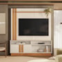 Estante Home Theater Fortaleza 1.6 Off White/Canela para TV até 60” - Mobler
