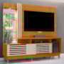 Estante Home Theater Frizz Plus Cinamomo/Off White para TV até 60” com Rodízios - Madetec