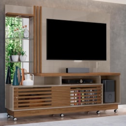 Estante Home Theater Frizz Plus Fendi/Naturale para TV até 60” com Rodízios - Madetec Estante Home Theater Frizz Plus Fendi/Naturale para TV até 60” com Rodízios - Madetec