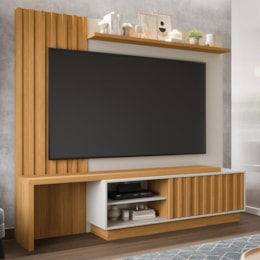 Estante Home Theater Guarujá Nature/Off White para TV até 70” - Permóbili 