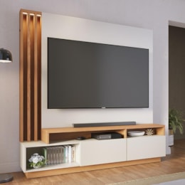 Estante Home Theater Humaitá Off White Matte/Freijó para TV de 75” - Colibri 