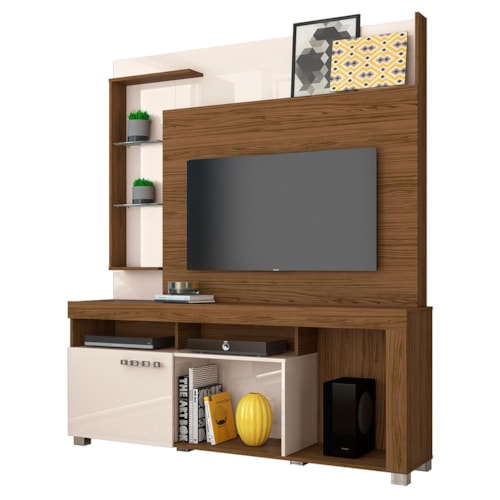 Estante Home Theater Ícaro Naturale/Off White para TV até 50” - Madetec