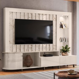 Estante Home Theater Le Mans Calacata/Off White para TV até 70” - Madetec