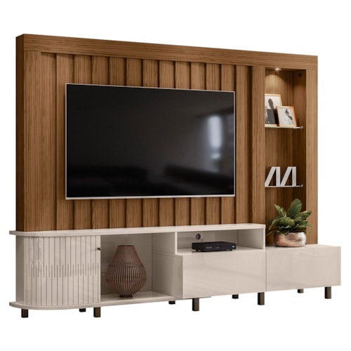 Estante Home Theater Le Mans Naturale/Off White para TV até 70” - Madetec