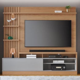 Estante Home Theater Maceió Freijó/Cinza Fosco para TV até 65” - Colibri 