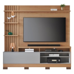 Estante Home Theater Maceió Freijó/Cinza Fosco para TV até 65” com Pés - Colibri Estante Home Theater Maceió Freijó/Cinza Fosco para TV até 65” com Pés - Colibri