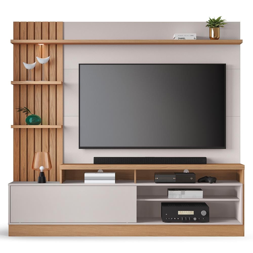 Estante Home Theater Maceió Freijó/Off White para TV até 65
