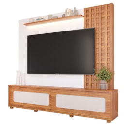 Estante Home Theater Marrocos Cinamomo/Branco Acetinado para TV até 84” - Permóbili Estante Home Theater Marrocos Cinamomo/Branco Acetinado para TV até 84” - Permóbili