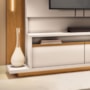Estante Home Theater Montane Off White/Cinamomo para TV até 75” - HB Móveis