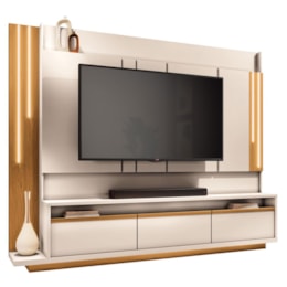 Estante Home Theater Montane Off White/Cinamomo para TV até 75” - HB Móveis