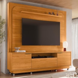 Estante Home Theater Nilo Cinamomo para TV até 75” com Rodízios - Madetec