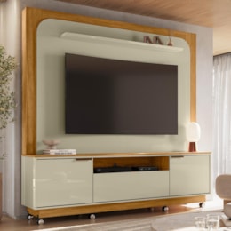Estante Home Theater Nilo Cumaru/Opala para TV até 75” com Rodízios - Madetec