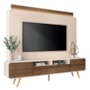 Estante Home Theater Nobre Off White/Castanho para TV até 85” - HB Móveis