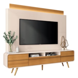 Estante Home Theater Nobre Off White/Cinamomo para TV até 85” - HB Móveis