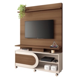 Estante Home Theater Órbis Castanho/Off White para TV até 55” - HB Móveis Estante Home Theater Órbis Castanho/Off White para TV até 55” - HB Móveis