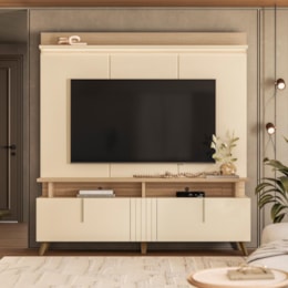 Estante Home Theater Petrópolis 1.8 Areia/Oasis para TV até 60” - Mobler