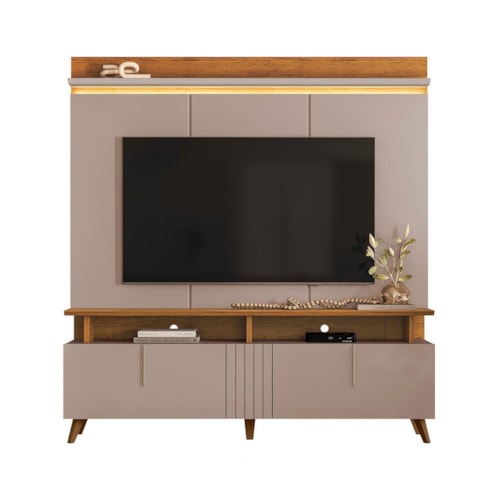 Estante Home Theater Petrópolis 1.8 Grigio Fosco/Canela para TV até 60” - Mobler