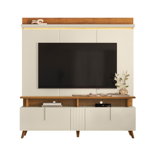 Estante Home Theater Petrópolis 1.8 Off White/Canela para TV até 60” - Mobler