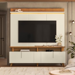Estante Home Theater Petrópolis 1.8 Off White/Canela para TV até 60” - Mobler