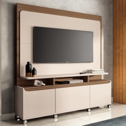 Estante Home Theater Quantum Off White/Castanho para TV até 70” - HB Móveis Estante Home Theater Quantum Off White/Castanho para TV até 70” - HB Móveis