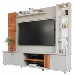Estante Home Theater Riviera Off White/Cinamomo para TV até 60” - Permóbili Estante Home Theater Riviera Off White/Cinamomo para TV até 60” - Permóbili