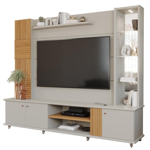 Estante Home Theater Riviera Off White/Nature para TV até 60” - Permóbili