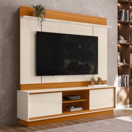 Estante Home Theater Siena Cinamomo/Off White para TV até 75” - Madetec