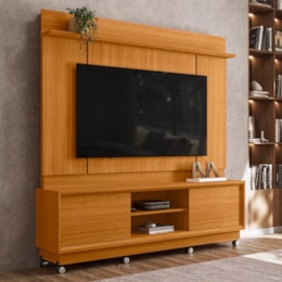 Estante Home Theater Siena Cinamomo para TV até 75” com Rodízios - Madetec