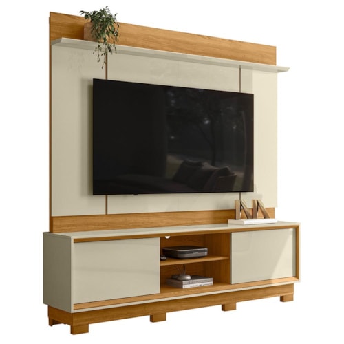 Estante Home Theater Siena Cumaru/Opala para TV até 75” com Pés - Madetec