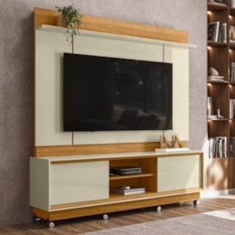 Estante Home Theater Siena Cumaru/Opala para TV até 75” com Rodízios - Madetec